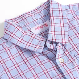Babyhug Cotton Woven Half Sleeves Checks Shirt -Lavender image 3
