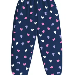 KUCHIPOO Cotton Knit Pack Of 5 Hearts & Stars Printed Pajama - Pink Violet Yellow & Aqua Blue image 4