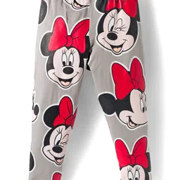 Babyhug Disney Cotton Knit Full Length Leggings With Minnie Mouse Graphics Pack Of 3 - Red Black & Grey image 3