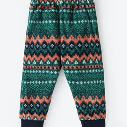 CrayonFlakes Full Sleeves Jacquard Polar Fleece  Abstract Design Sweatshirt Joggers Set - Green image 5