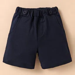 Mark & Mia Half Sleeves Party Wear Shirt & Shorts Set with Suspender & Bow Detailing - White & Navy Blue image 4