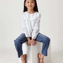 One Friday Cotton Full Sleeves Abstract Motifs Embroidered Tops - Off White image 5