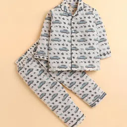 Polka Tots Kids Conversational Printed Pure Cotton Shirt & Pyjamas Night suit-image-65