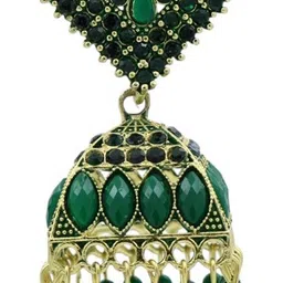 Stylewell Gold-Plated Artificial Stones Studded And Beaded Dome Shaped Jhumkas image 2