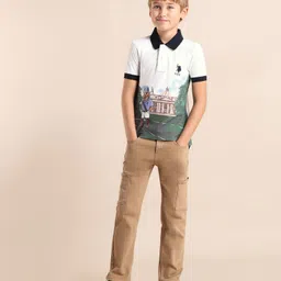 U.S. Polo Assn. Kids Boys Brand Logo Printed Polo Collar T-shirt image 4
