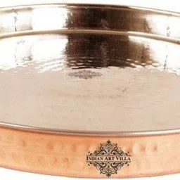 indianartvilla Steel Copper 13.0" Dinner Plate Dinner Plate-picture-30