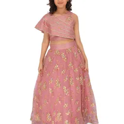 Cutecumber Kids Dusty Pink Embellished Lehenga with Choli-image-1