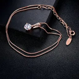 MYKI Rose Gold-Plated Contemporary Stainless Steel Cubic Zirconia Pendants with Chains-image-78
