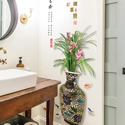 indian royals INDIAN ROYALSGreen & Pink Printed Self-Adhesive & Durable Wall Sticker image 2