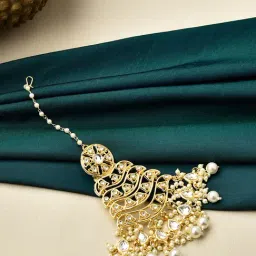 Fida Kundan Pearls Beads Gold-Plated Maangtikka for Women-image-67
