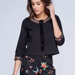 NIZA Women Black Solid Tailored Jacket-picture-30