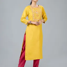 Rootover 30 Embroidered Round Neck Straight Kurta image 2