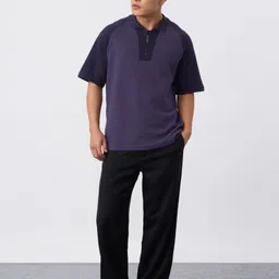 The Souled Store Men Colourblocked Polo Collar Oversized T-shirt image 4