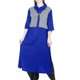 PATRORNA Dark Blue Checks Pathani Kurta-image-31