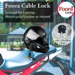 Foora 22 inch Steel Multipurpose Cable Lock Black with 2 Keys & Keychain, CL-02 image 3