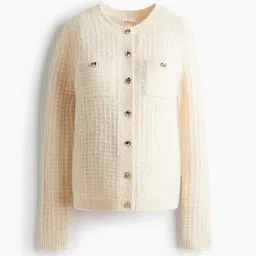 H&M MAMA Women Self Design Round Neck Structured Cable-Knit Cardigan-picture-11