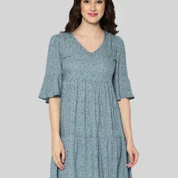 DressBerry Floral Print Bell Sleeve A-Line Dress-image-43