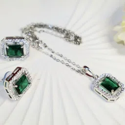 SIVA BY ANIKA Rhodium-Plated Cubic Zirconia Stone-Studded Jewellery Set image 3