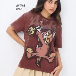 The Souled Store Brown Donald Duck Ack! Women Oversized T-Shirt-picture-22