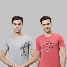 Vimal Jonney Light Grey & Pink Printed Lounge T-Shirt - Pack of 2-picture-16