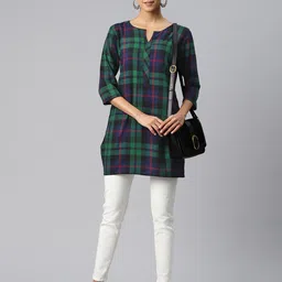One Femme Checked Pure Cotton Kurti image 5