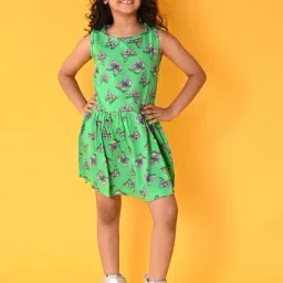 Anthrilo Kids Green Cotton Printed Dress-image-13