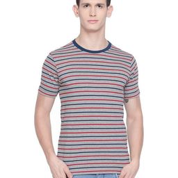 Basics Men Striped Round Neck Cotton Boxy T-shirt-image-42