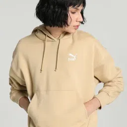 Puma Beige Cotton Solid Sports Oversized Hoodie-image-17