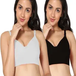 IN CARE Off-White & Black Cotton T-Shirt Bras - Pack Of 2-picture-17