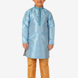 Pro-Ethic Style Developer Kids Blue & Beige Printed Full Sleeves Kurta with Pyjamas-picture-20