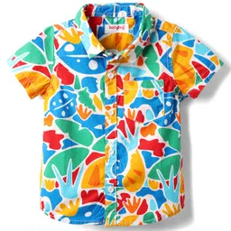 Babyhug Cotton Woven Half Sleeves Shirt With Abstract Print - Multicolour-picture-11