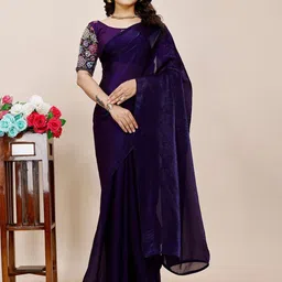 K 5 Fashion Embroidered Pure Chiffon Saree-picture-38