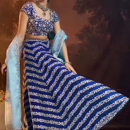 Trendmalls Embroidered Sequinned Semi-Stitched Lehenga & Blouse With Dupatta image 3