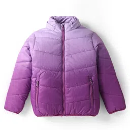 Primo Gino Woven Full Sleeves Hooded Padded Jacket With Ombre Effect - Purple image 2