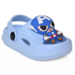 Yellow Bee Solid Back Sling Clogs With Marvel Featuring Captain America 3D Charms - Blue image 3