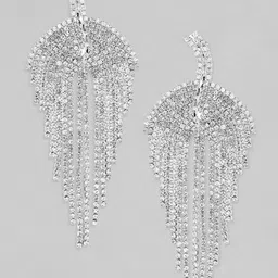 Rubans Rhodium Plated Multilayer Cubic Zirconia Studded Tassel Drop Earrings image 2