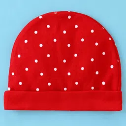 Doodle Poodle Interlock Cotton  Cap Mittens & Booties Set with Polka Dots Print Red  & Pink - Diameter 10.5 cm image 3