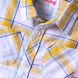 Babyhug Cotton Woven Half Sleeves Checkered Shirt - Yellow image 3