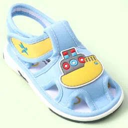 Cute Walk by Babyhug Velcro Closure Sandals with Ship Applique - Light Blue image 3