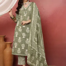 Anouk Women Ethnic Motifs Printed Cotton Kurta with Trousers & Dupatta-image-89