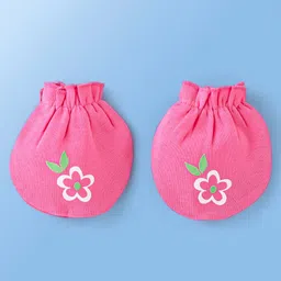 Doodle Poodle 100% Cotton Knit Cap Mittens & Booties Set Floral  Print Pack of 2 Pink & White - Diameter 12 cm image 4