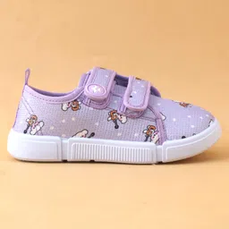 Cute Walk by Babyhug Casual Shoes with Velcro Closure & Teddy Print - Purple image 4
