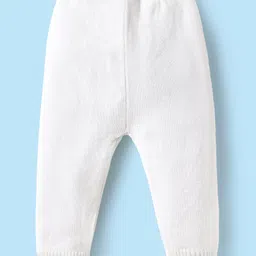 Babyhug Knitted Full Sleeves Sweater Set with Cable Knit & Floral Design - White image 5