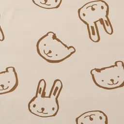 Pink Rabbit Terry Knit Hooded Towel With Animal Print L 32 x L 32 cm - Light Brown image 5