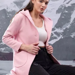 Nowi Solid Hooded Single Breasted Coat image 4