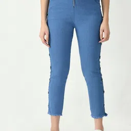 NEUNK Women Comfort Solid Mid-Rise Stretchable Regular Fit Jeans-image-14