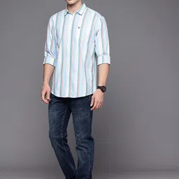 Allen Solly Custom Fit Striped Pure Cotton Casual Shirt image 3