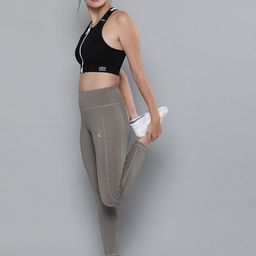 HRX by Hrithik Roshan Women Grey Solid Rapid-Dry Training Tights-picture-1