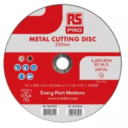 RS PRO Aluminium Oxide Cutting Disc 230mm x 3mm Thick P120 Grit 1 in pack, 1849232-picture-37