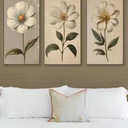 nestroots Black & Beige Floral Printed 3 Pieces Floral Canvas Paintings Wall Arts-image-68